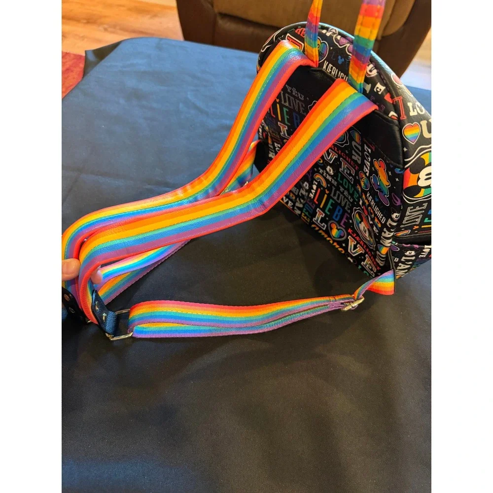 Disney Parks Loungefly Pride Mickey Mouse Love Rainbow Mini Backpack Black Bag
